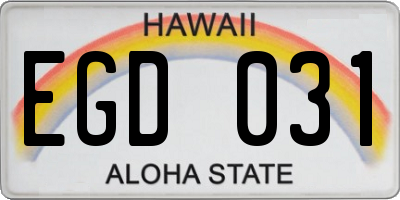 HI license plate EGD031