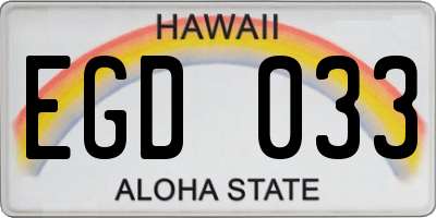 HI license plate EGD033
