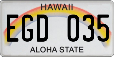 HI license plate EGD035