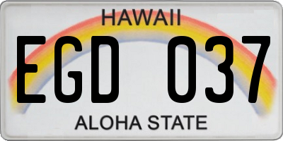 HI license plate EGD037