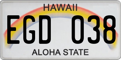 HI license plate EGD038
