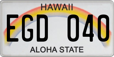 HI license plate EGD040