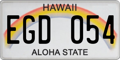 HI license plate EGD054