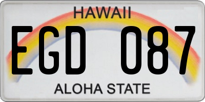 HI license plate EGD087