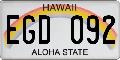 HI license plate EGD092