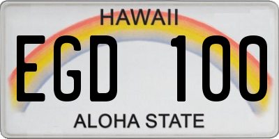 HI license plate EGD100