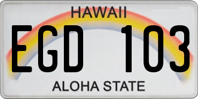 HI license plate EGD103