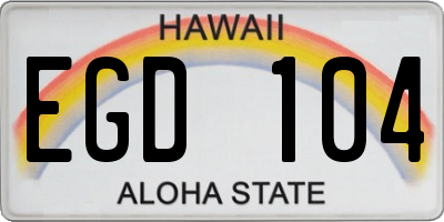 HI license plate EGD104