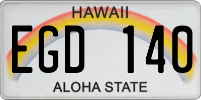 HI license plate EGD140