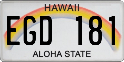 HI license plate EGD181
