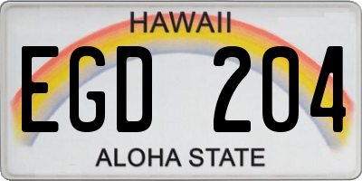 HI license plate EGD204
