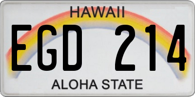 HI license plate EGD214