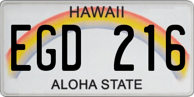 HI license plate EGD216
