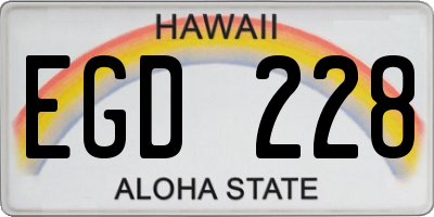 HI license plate EGD228