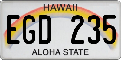 HI license plate EGD235