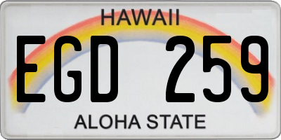 HI license plate EGD259
