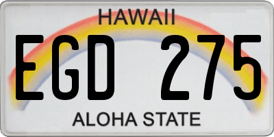 HI license plate EGD275