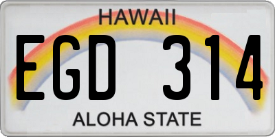 HI license plate EGD314