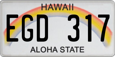HI license plate EGD317