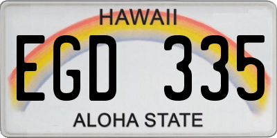 HI license plate EGD335
