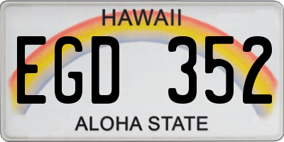 HI license plate EGD352
