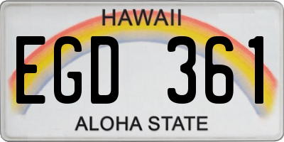 HI license plate EGD361