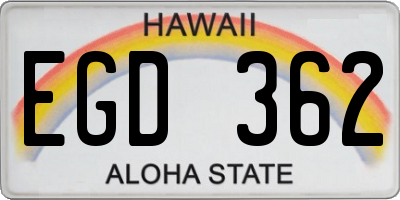 HI license plate EGD362
