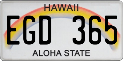 HI license plate EGD365