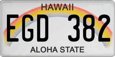 HI license plate EGD382