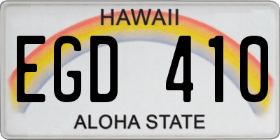 HI license plate EGD410
