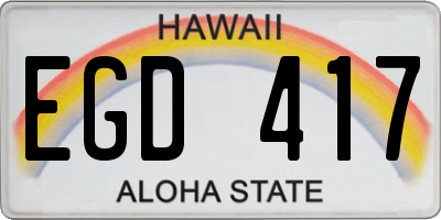 HI license plate EGD417