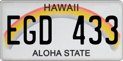 HI license plate EGD433
