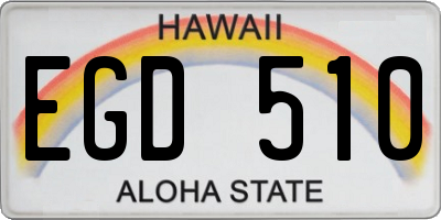 HI license plate EGD510