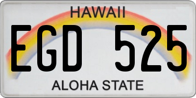 HI license plate EGD525