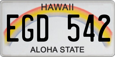 HI license plate EGD542