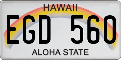 HI license plate EGD560