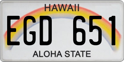 HI license plate EGD651