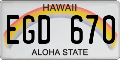 HI license plate EGD670