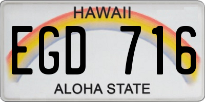HI license plate EGD716