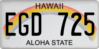 HI license plate EGD725