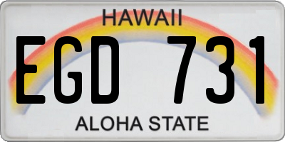 HI license plate EGD731