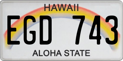 HI license plate EGD743
