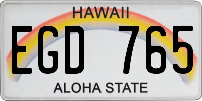 HI license plate EGD765