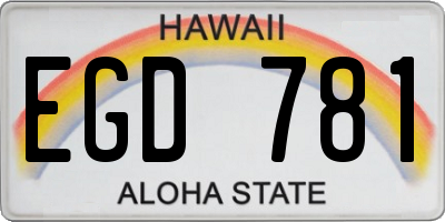 HI license plate EGD781