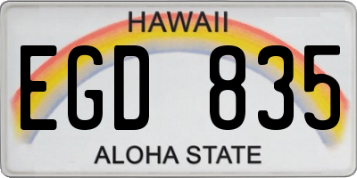 HI license plate EGD835