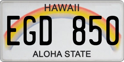 HI license plate EGD850