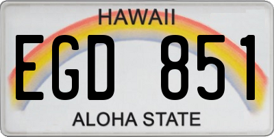 HI license plate EGD851
