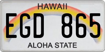 HI license plate EGD865