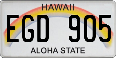 HI license plate EGD905