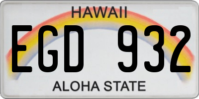 HI license plate EGD932